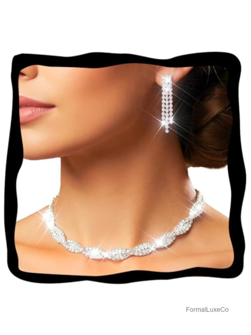 Rhinestone Choker Necklace and Earrings Set, Crystal Jewelry for Prom Wedding